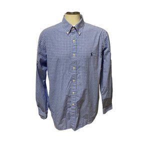 Ralph Lauren Men's Blue Checked Long Sleeve Shirt Size XL